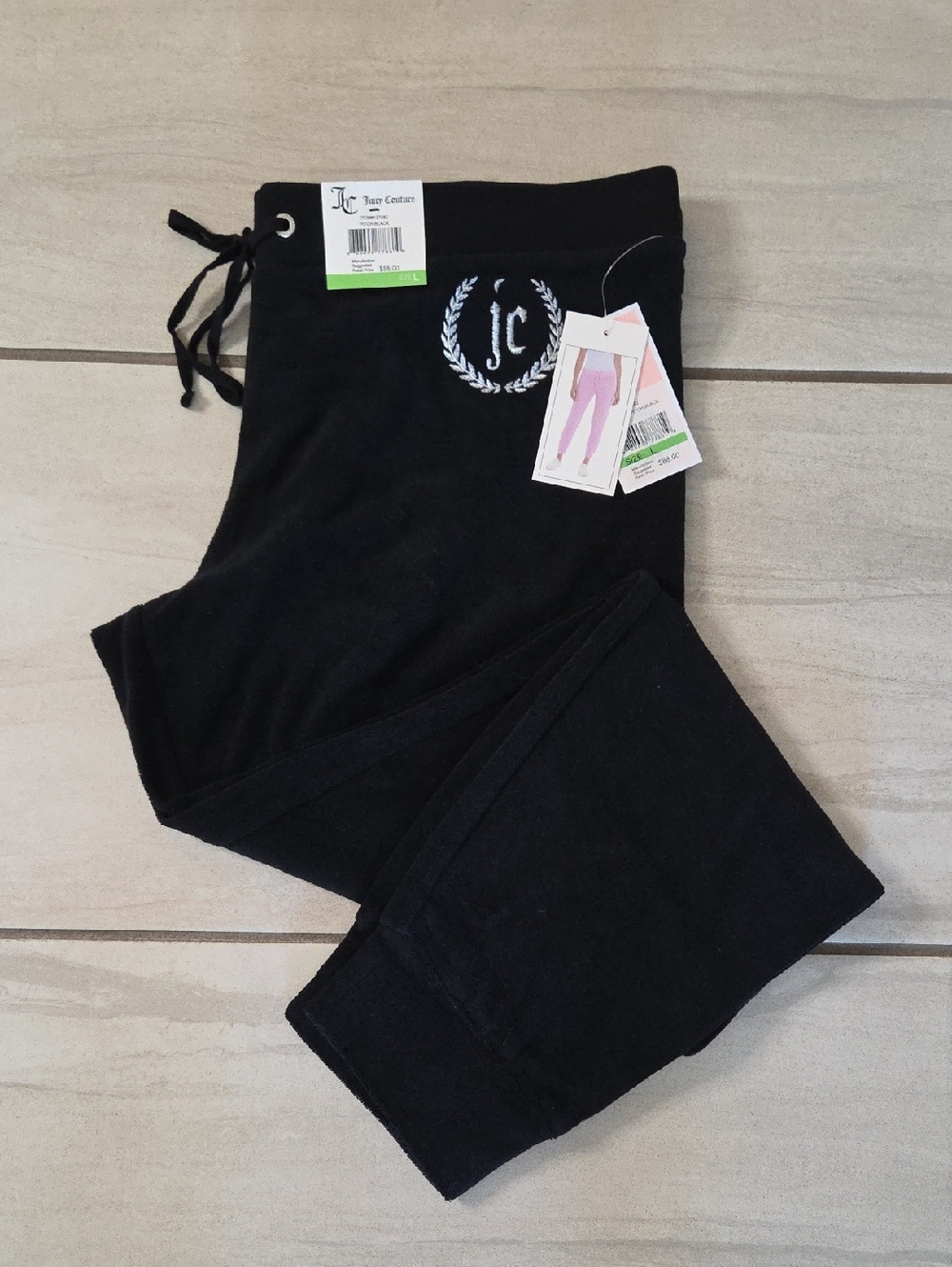 Juicy Couture Black Track Jogger Pants Size Large NWT